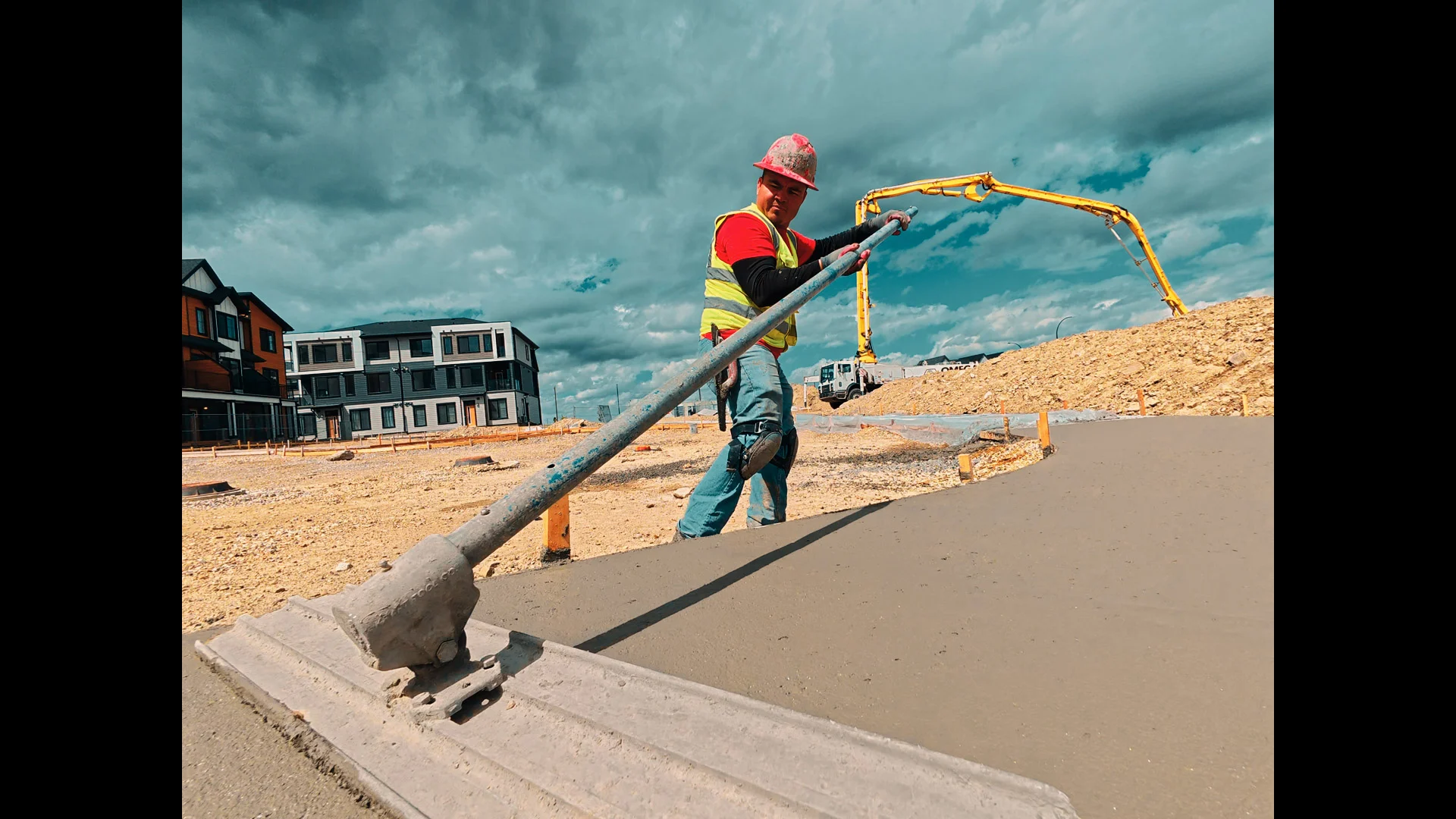 Commercial garage pad pour