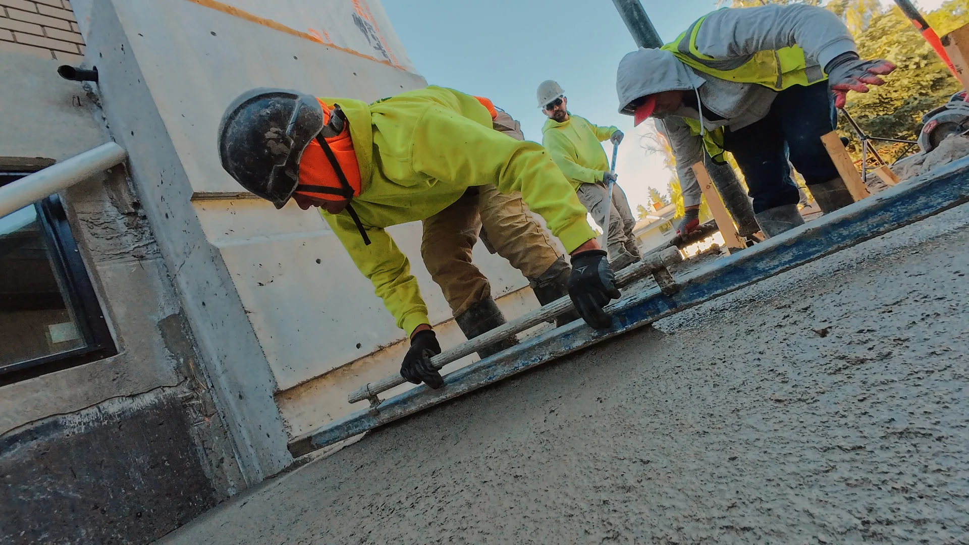 Concrete pumping on a commercial site