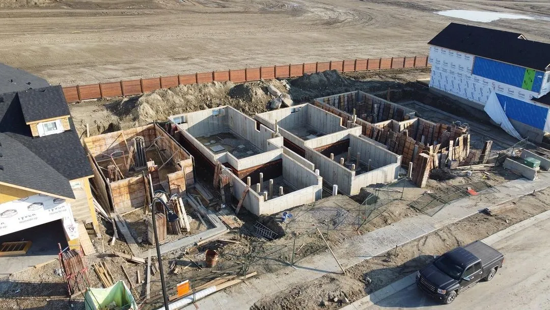 Concrete pump truck pour in Airdrie